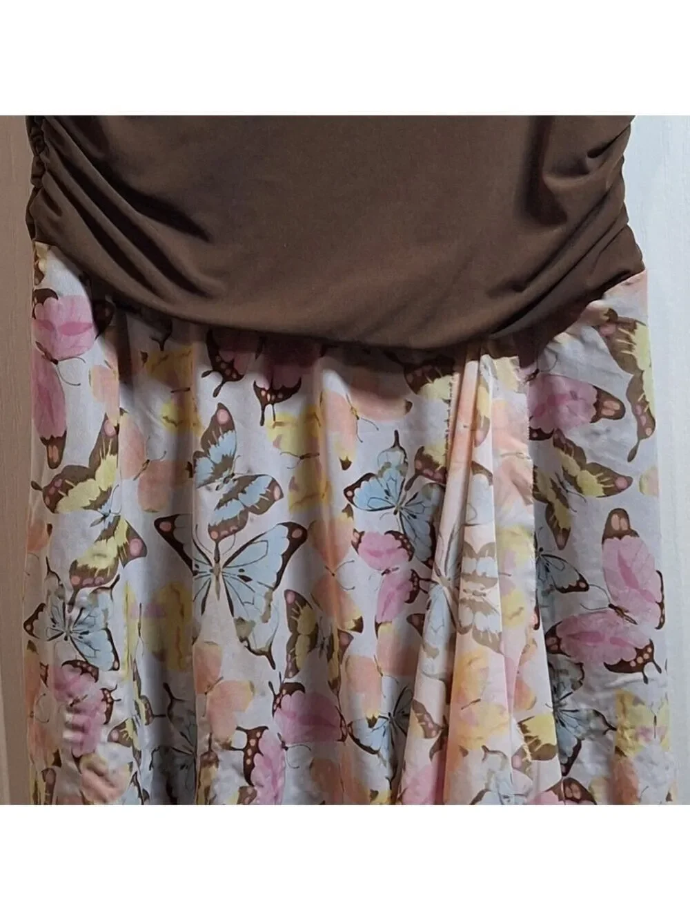 Ideology Floral Butterfly Brown Pink Skirt XL